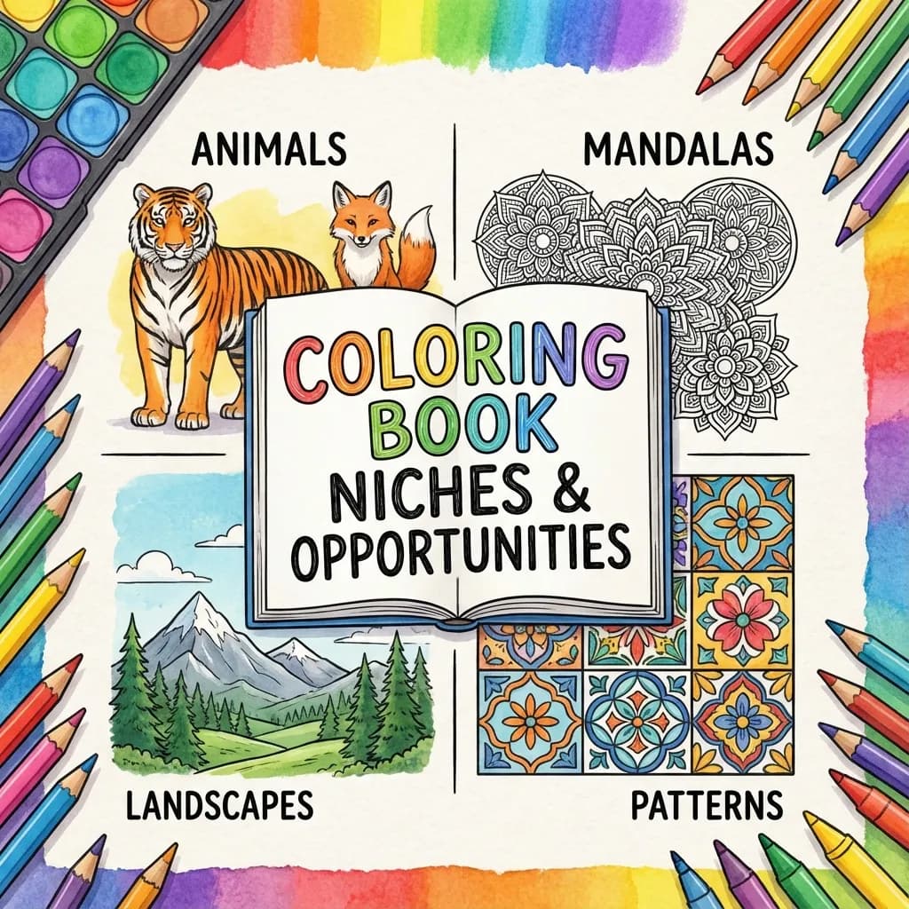 Best low competition coloring book niches for Amazon KDP 2026 showing profitable themes and market trends