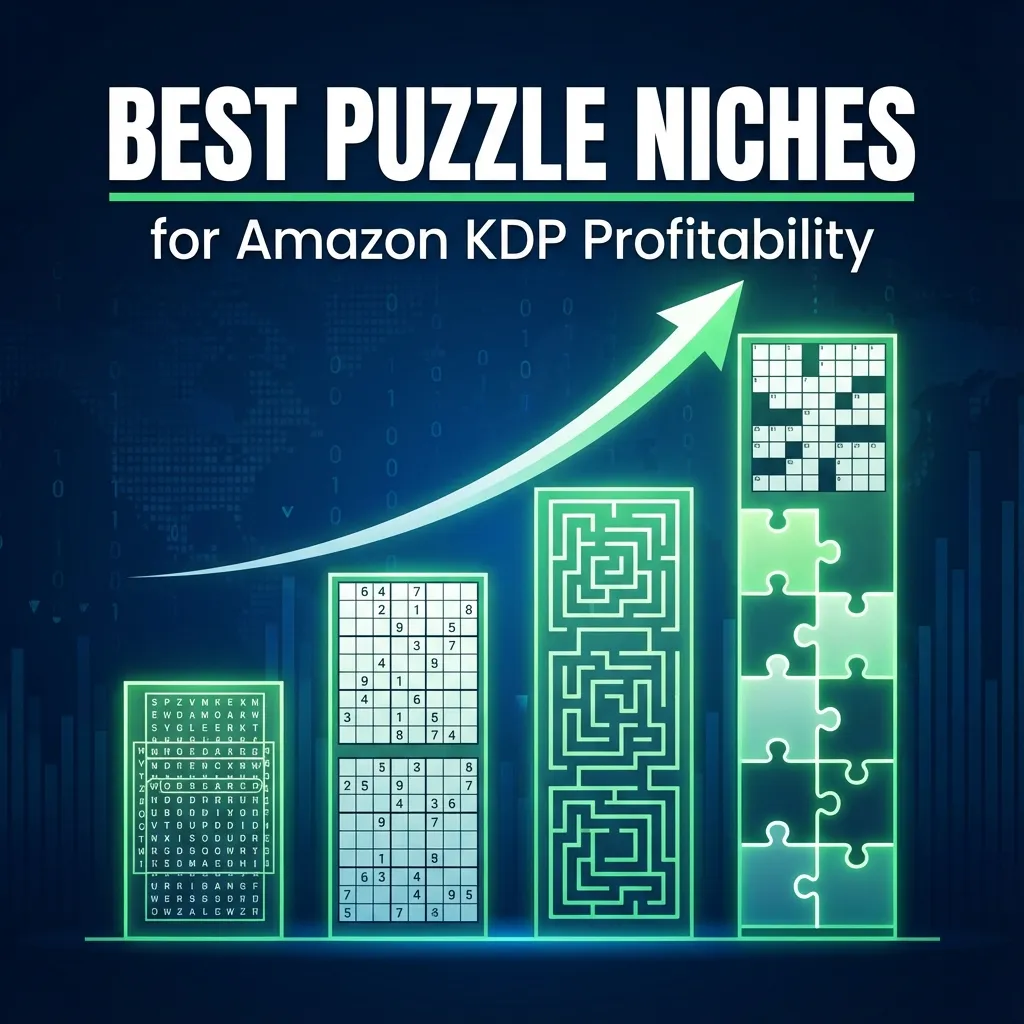 Best puzzle book types for Amazon KDP showing profitable puzzle formats and niche comparison
