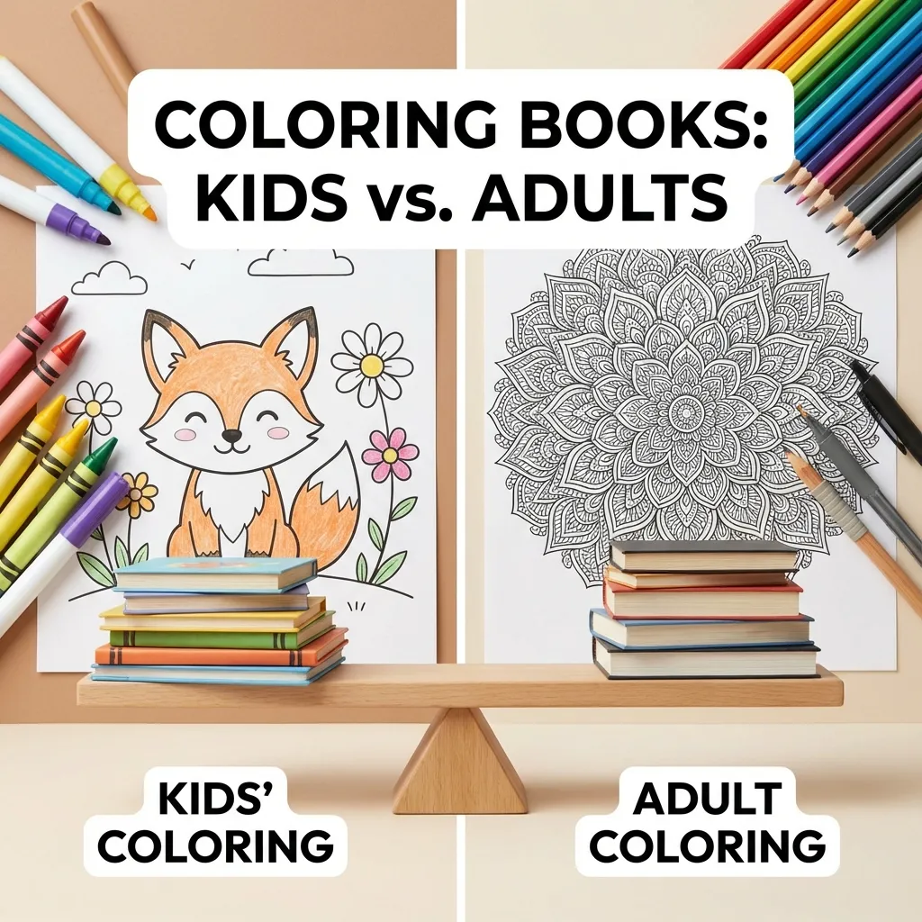 Kids vs adult coloring books comparison for KDP showing market analysis and profitability differences