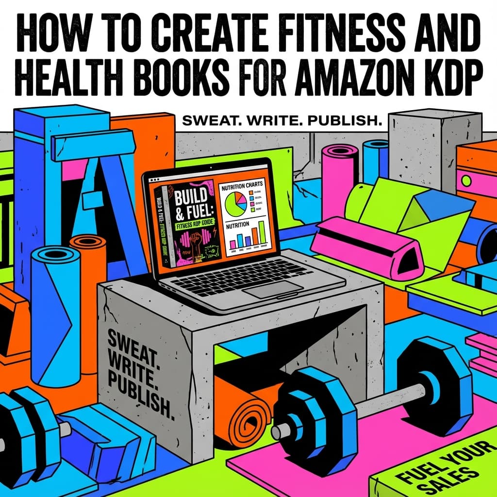 Fitness and health book creation showing workout guides, nutrition plans, and professional book covers