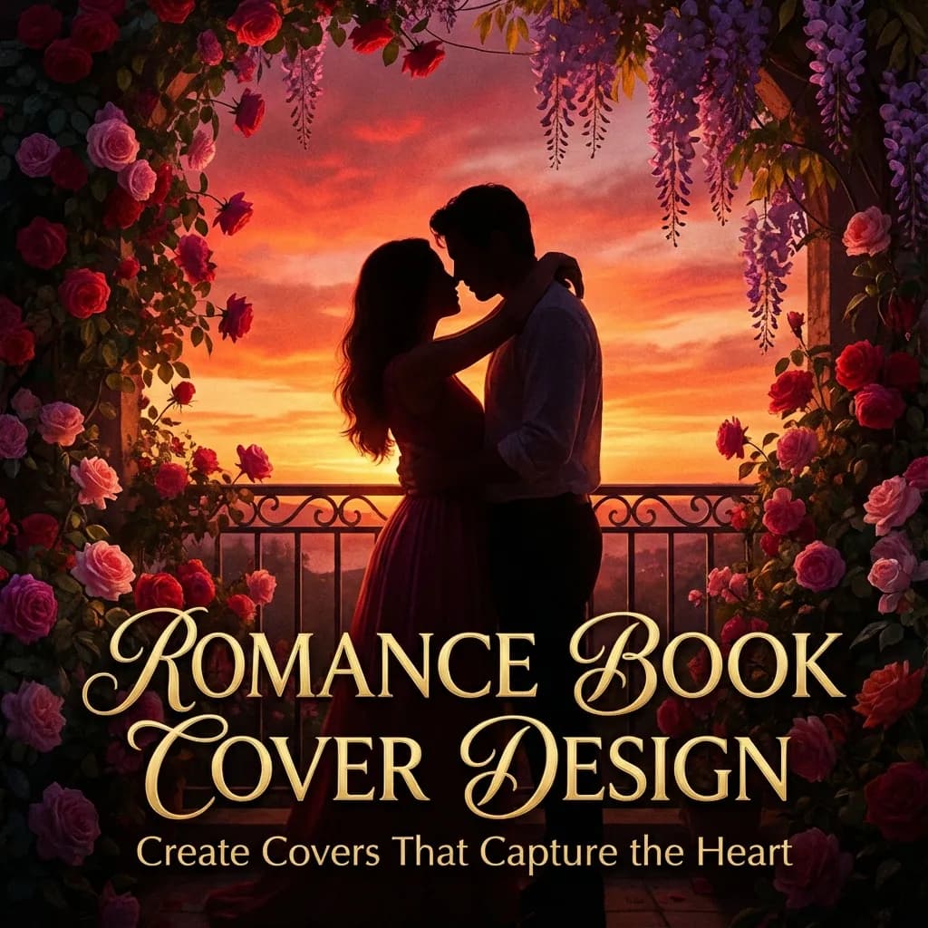 Romance book cover design guide showing genre conventions and strategies for Amazon KDP romance authors